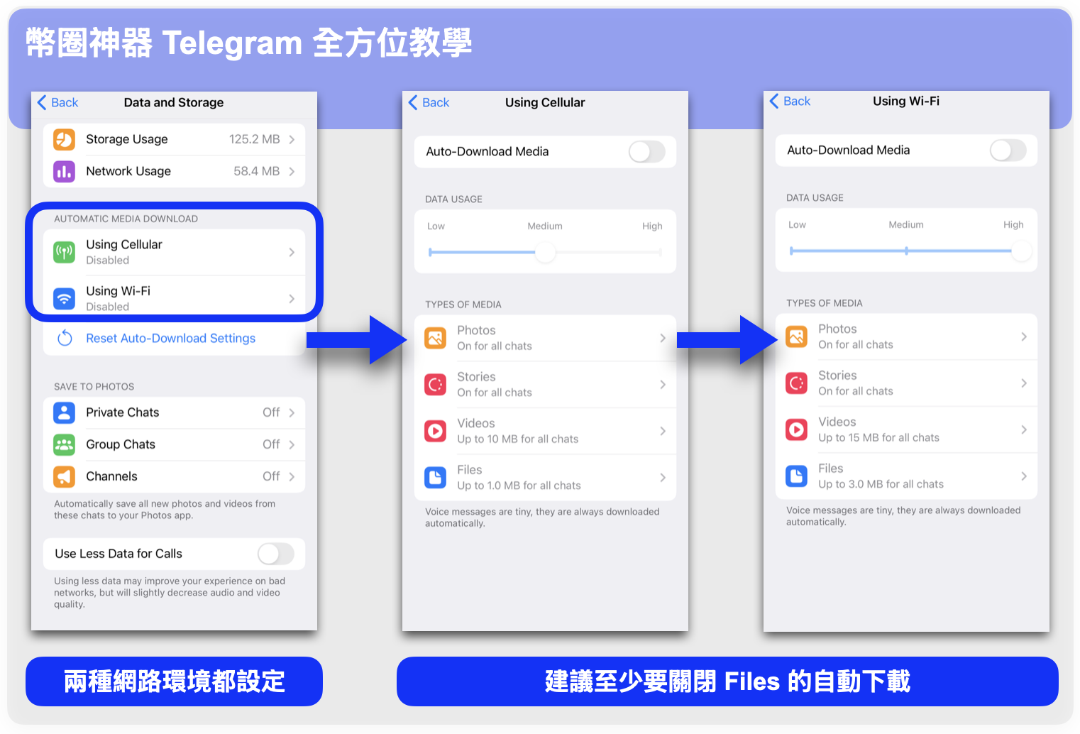 Telegram 安全性檢查點七:關閉「自動下載」功能